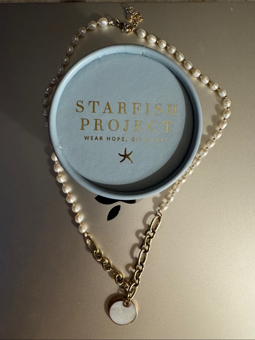 Starfish Project Pearl and Gold Chain Necklace - White Pearls